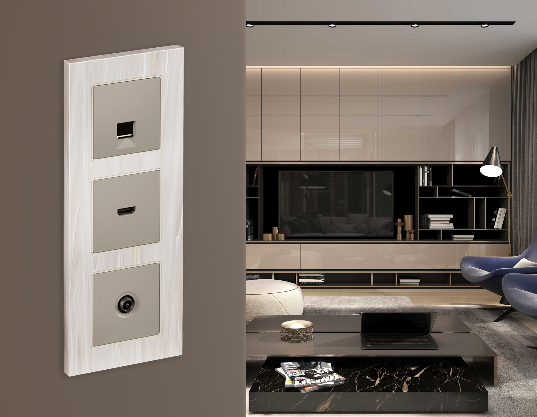 Лицевая панель для HDMI розетки QUANT Ambrella Volt ALFA AP3740_AMB