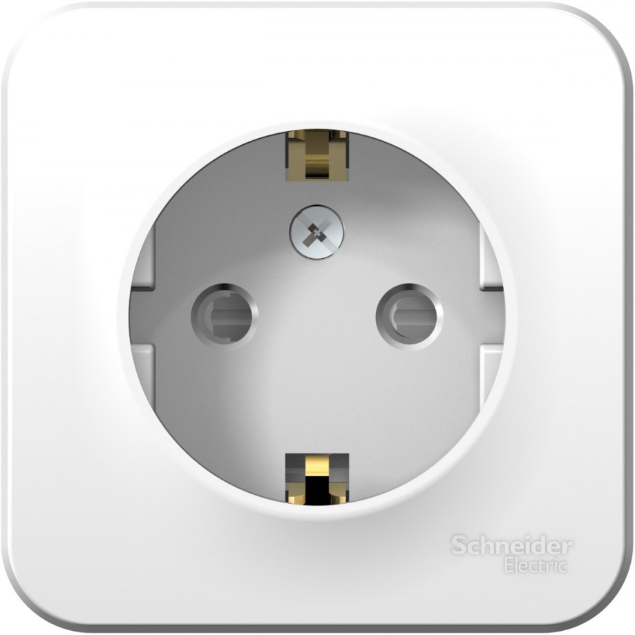 Розетка накладная с заземлением и шторками (белый) Systeme Electric BLNRA011111