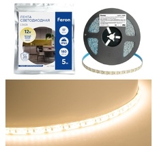 Светодиодная LED лента 180SMD(2835)/m 17W/m 12V 3000К IP65 Feron 51638_FR