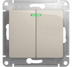 Выключатель встраиваемый двухклавишный с подсветкой (молочный) Systeme Electric GSL000953