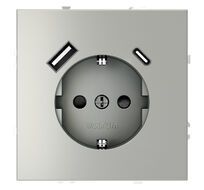 Розетка встраиваемая VOLTUM S70 с заземлением и защитными шторками, 16А, с USB, A+С VLS040505