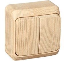 Выключатель накладной двухклавишный (сосна) Systeme Electric BA10-002D