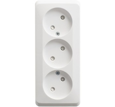 Розетка накладная тройная без заземления со шторками (белый) Systeme Electric PA16-010B