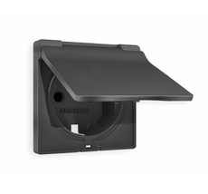 Лицевая панель для электрической розетки с заземлением со шторками и крышкой IP44 Ambrella Volt QUANT AP9080_AMB