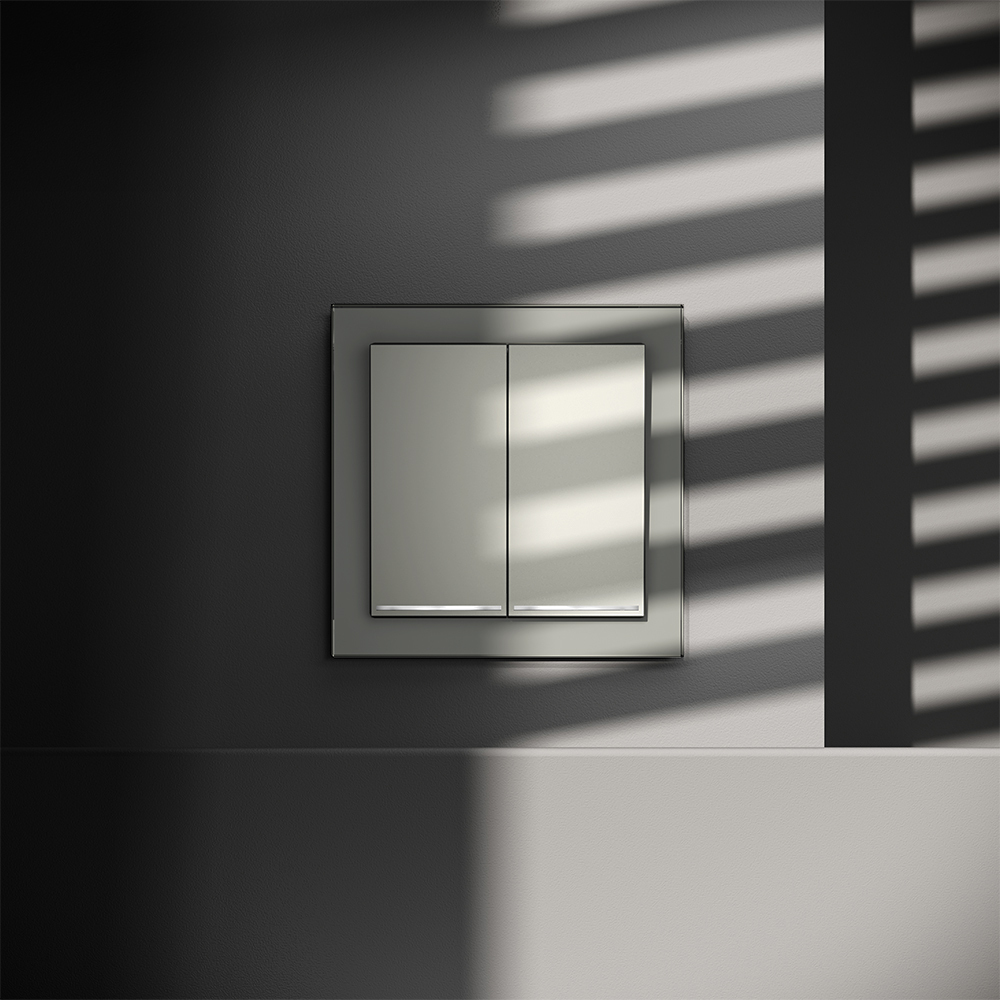 Выключатель встраиваемый VOLTUM S70 двухклавишный с подсветкой 10А VLS020205