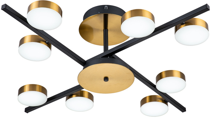 Люстра потолочная с пультом на 8 лампочек (+ночной режим) с пультом на штанге 10266/8 LED*120W Black/Brass Escada 10266/8LED_ESC