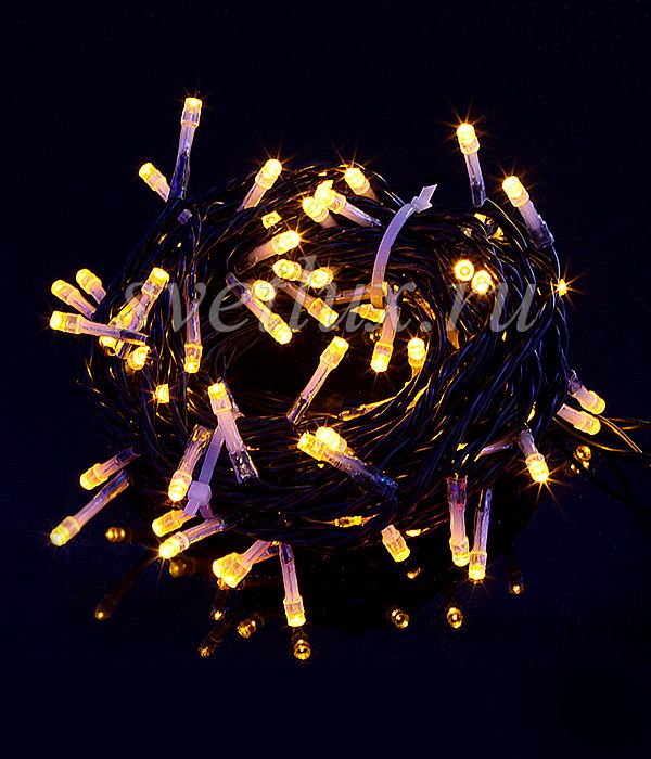 

Комплект 5 Желтых Нитей по 20м, 1000 LED, Провод Черный ПВХ, IP54 03-051, 03-051