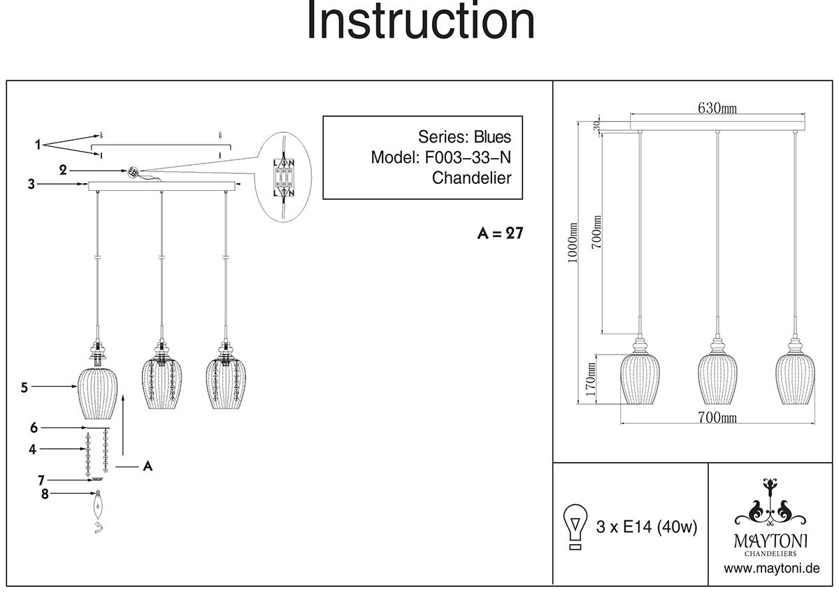 Подвесной светильник Maytoni MOD033-PL-03-N_MY