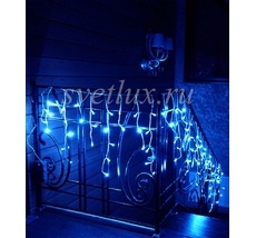 Гирлянда Бахрома на Батарейках 3 х 0,5 м Синяя, 100 LED, Провод Прозрачный Силикон, IP65 ECC100-10-8B