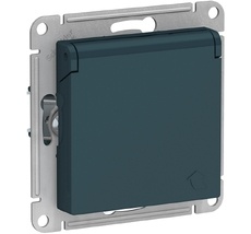 Розетка встраиваемая с заземлением и крышкой (изумрудный) Systeme Electric ATN000846