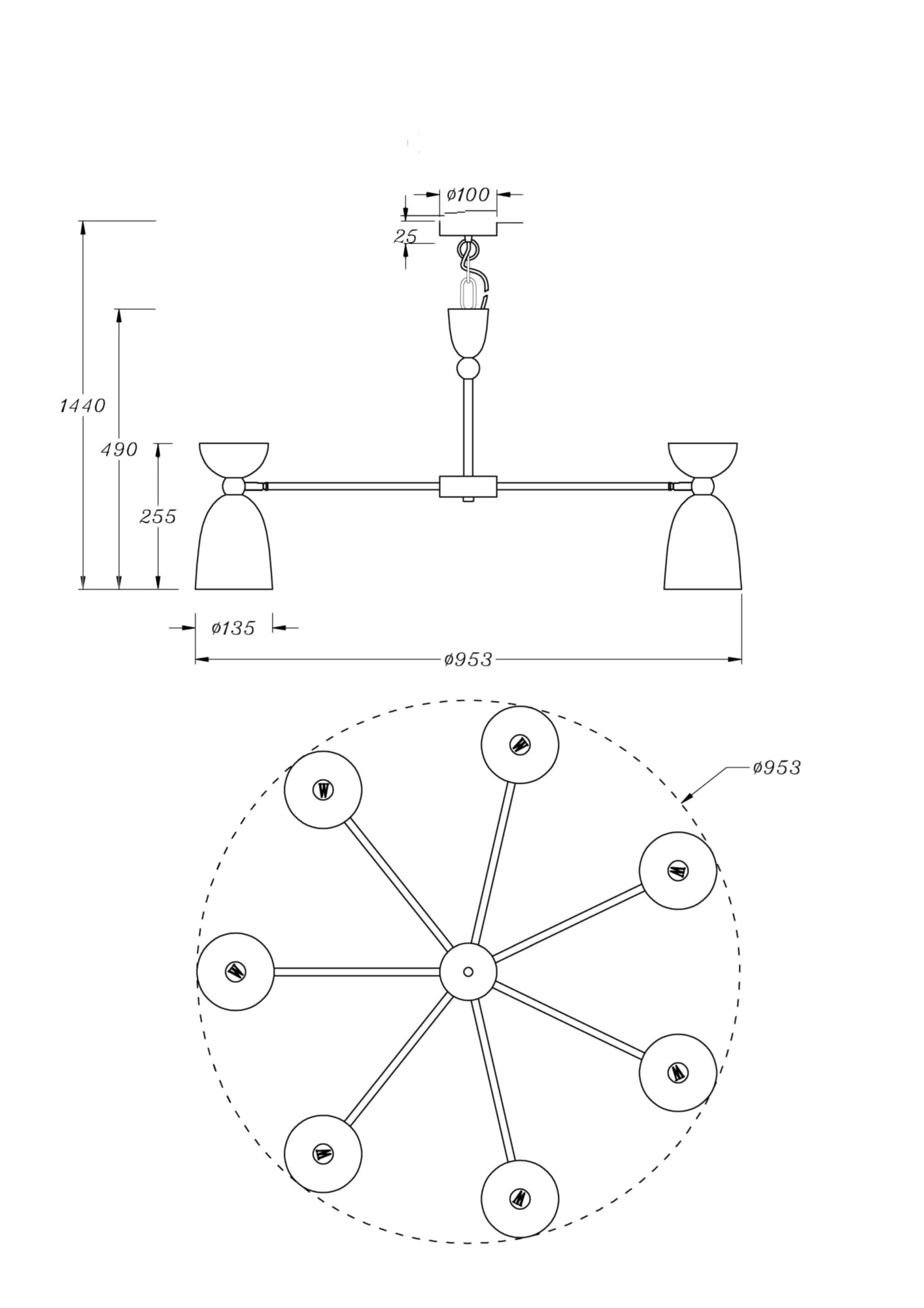 Подвесная люстра Maytoni Cloches MOD113PL-07W_MY