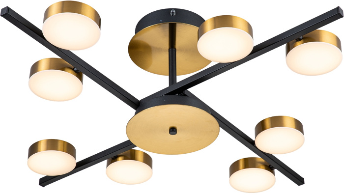 Люстра потолочная с пультом на 8 лампочек (+ночной режим) с пультом на штанге 10266/8 LED*120W Black/Brass Escada 10266/8LED_ESC