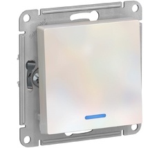Выключатель встраиваемый одноклавишный с подсветкой (жемчужный) Systeme Electric ATN000413