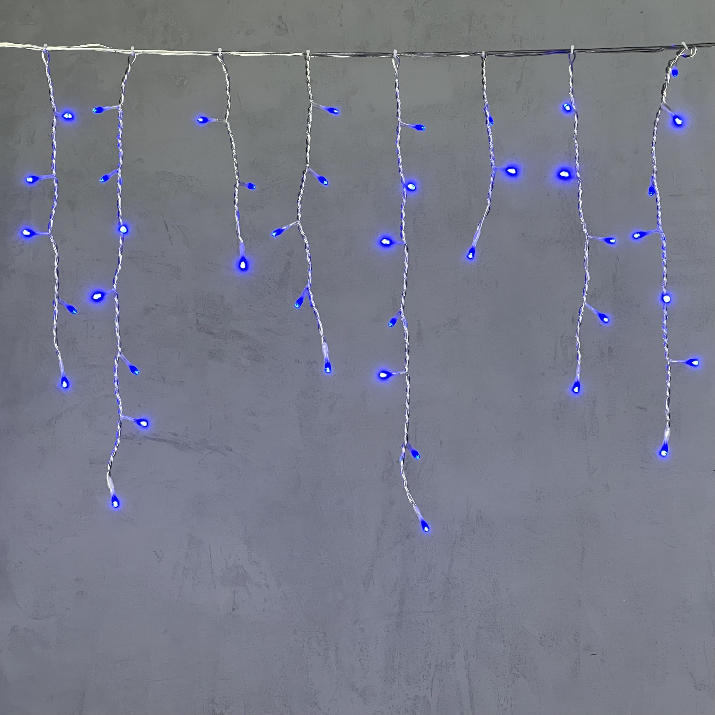 Гирлянда Бахрома 3 x 0,5 м Синяя 220В, 150 LED, Провод Прозрачный Силикон, IP65 ECC150-10-2B