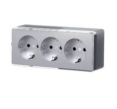 Розетка тройная с заземлением и шторками Gallant (серебряный) a052777_WR