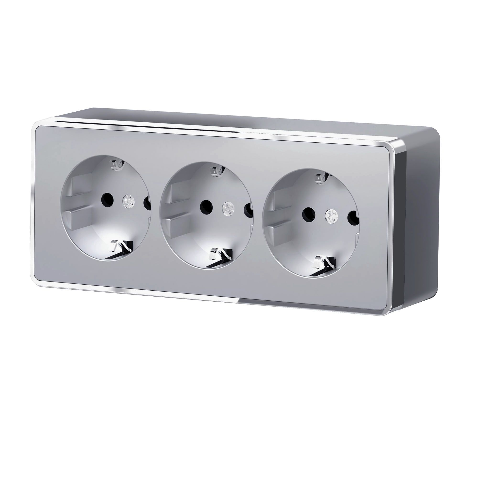 Розетка тройная с заземлением и шторками Gallant (серебряный) a052777_WR