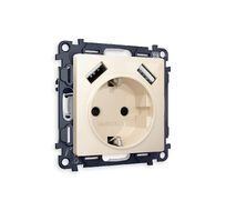 Розетка Ambrella Volt ALFA 2USB A+A 18W быстрая зарядка с заземлением и шторками 2P+E 16A-250V QUANT MA309010_AMB