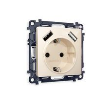 Розетка Ambrella Volt ALFA 2USB A+A 18W быстрая зарядка с заземлением и шторками 2P+E 16A-250V QUANT MA309010_AMB