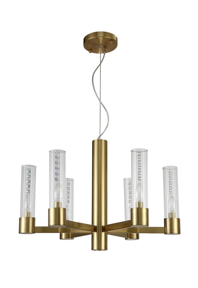 Подвесная люстра Crystallux OTONO OTONO SP6+1 BRASS/TRANSPARENTE_CR