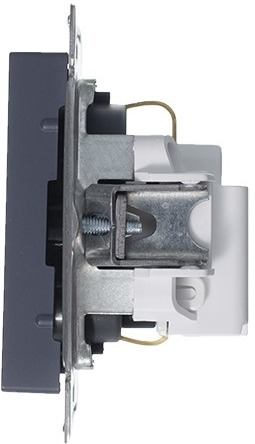 Розетка встраиваемая с заземлением и шторками (грифель) Systeme Electric ATN000745