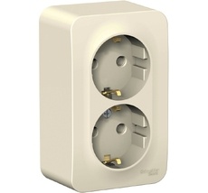 Розетка накладная двойная с заземлением (молочный) Systeme Electric BLNRA010202