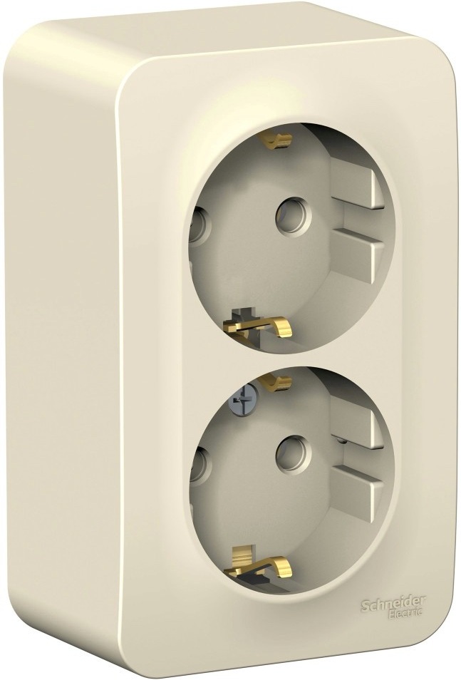 Розетка накладная двойная с заземлением (молочный) Systeme Electric BLNRA010202