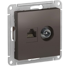 ТВ-розетка встраиваемая и Ethernet RJ-45 (мокко) Systeme Electric ATN000689