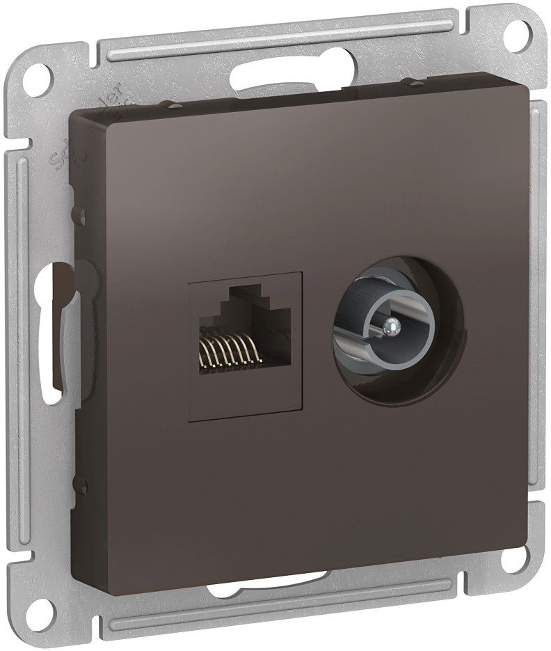 ТВ-розетка встраиваемая и Ethernet RJ-45 (мокко) Systeme Electric ATN000689