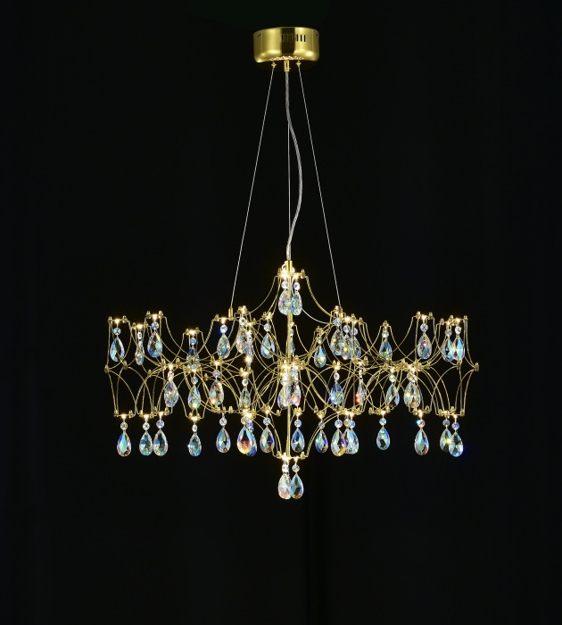 Подвесная люстра светодиодная с пультом и хрустальными подвесками K9 MyFar MR2653-57P-50CD