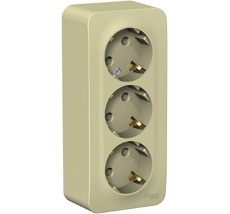 Розетка накладная тройная с заземлением (бежевый) Systeme Electric BLNRA010317