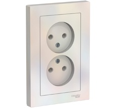 Розетка встраиваемая двойная без заземления (жемчужный) Systeme Electric ATN000420