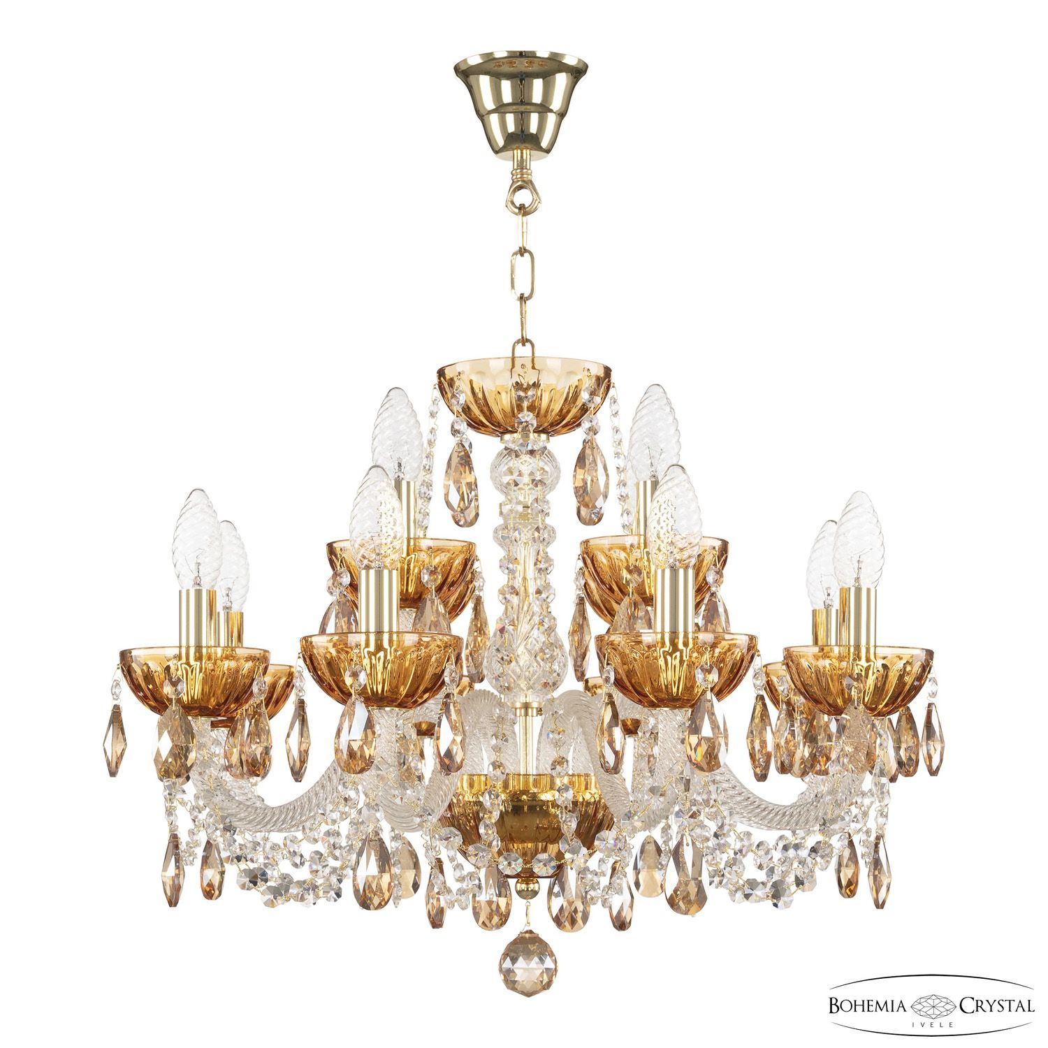 Хрустальная люстра Bohemia Ivele Crystal 5402/8+4/195 G Amber/M-1H K721_BI