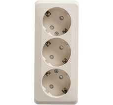 Розетка накладная тройная с заземлением и шторками (кремовый) Systeme Electric PA16-012K