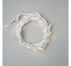 Гирлянда Нить Тверская 5м Тепло-Белая с Контроллером 24В, 54 LED, Провод Белый Каучук, IP65 LTC FL50-8-1WW+