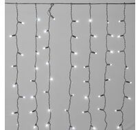 Гирлянда Занавес Облегченный c Колпачком 2 x 1 м Белый 220В, 200 LED, Провод Черный Каучук 2,3мм, IP65 LTC ECO200NOT-1-2W