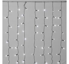 Гирлянда Занавес Облегченный c Колпачком 2 x 1 м Белый 220В, 200 LED, Провод Черный Каучук 2,3мм, IP65 LTC ECO200NOT-1-2W