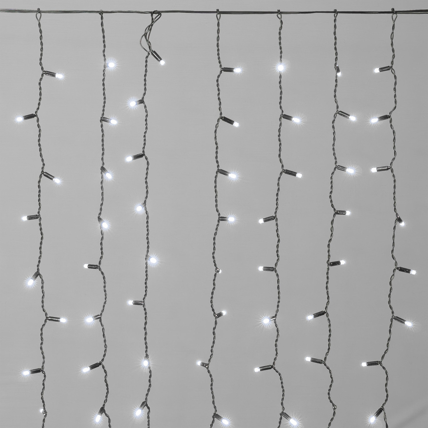 Гирлянда Занавес Облегченный c Колпачком 2 x 1 м Белый 220В, 200 LED, Провод Черный Каучук 2,3мм, IP65 LTC ECO200NOT-1-2W