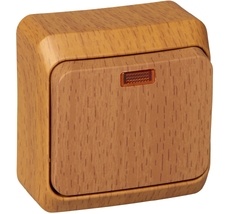 Выключатель накладной одноклавишный с подсветкой (бук) Systeme Electric BA10-005T