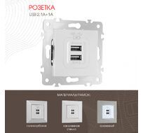 Розетка USB 2.1А+1А Arte Milano 203.46-1.silver