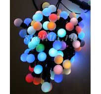 Гирлянда Шарики 10м Разноцветная с Мерцанием 6В, Диаметр Шарика 23мм, 100 LED, Провод Черный Каучук, IP65 BB100-2-2RGB