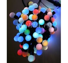Гирлянда Шарики 10м Разноцветная с Мерцанием 6В, Диаметр Шарика 23мм, 100 LED, Провод Черный Каучук, IP65 BB100-2-2RGB