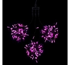 Комплект 3 Розовых Нити по 20м, 600 LED, Провод Черный ПВХ, IP54 KDD600-11-1P