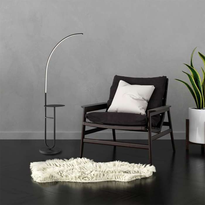 Изогнутый торшер со столиком светодиодный Escada 10266/T LED_ESC