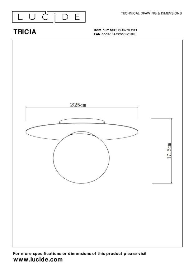 Потолочный светильник Lucide TRICIA 79187/01/31