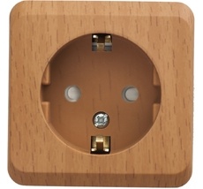 Розетка накладная с заземлением и шторками (бук) Systeme Electric PA16-004T