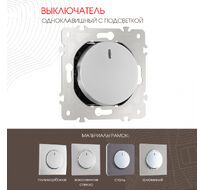 Выключатель одноклавишный с подсветкой 10AX 250V Arte Milano 202.31-1.silver
