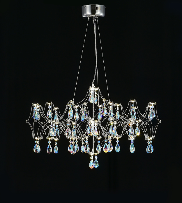 Подвесная люстра светодиодная с пультом и хрустальными подвесками K9 MyFar MR2651-57P-50CD