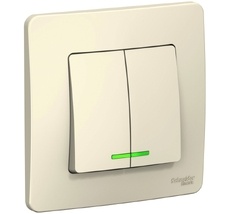 Выключатель встраиваемый двухклавишный с подсветкой (молочный) Systeme Electric BLNVS006512