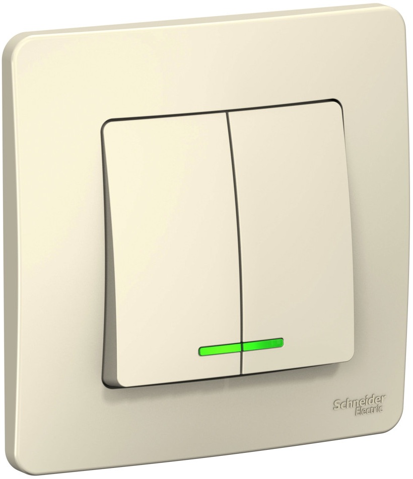 Выключатель встраиваемый двухклавишный с подсветкой (молочный) Systeme Electric BLNVS006512