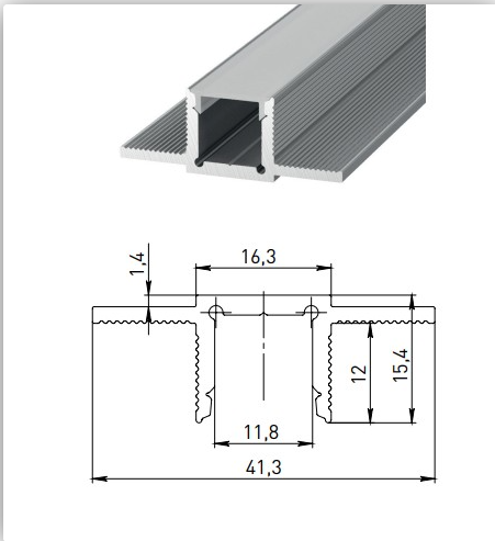 Алюминиевый профиль Design LED без видимой рамки LG16, 2500 мм, анодированный 00-00010360_SW